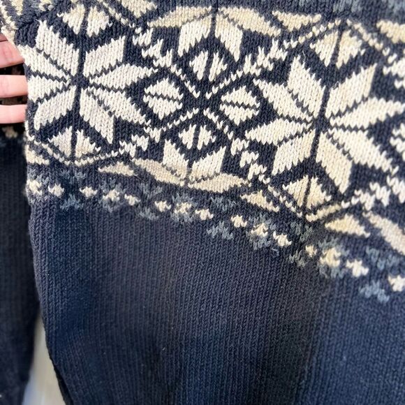 Vintage Ralph Lauren Sportsman Fair Isle Snowflake Sweater M Wool linen blue - Picture 13 of 15